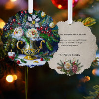 Vintage Style Christmas Floral  Still Life w/Pine