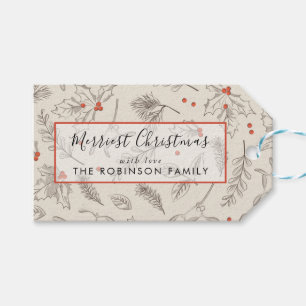 Vintage Style Christmas Holiday Personalised Gift Tags