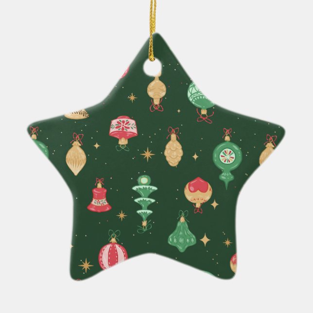 Vintage Style Christmas Ornament Pattern - Green (Front)