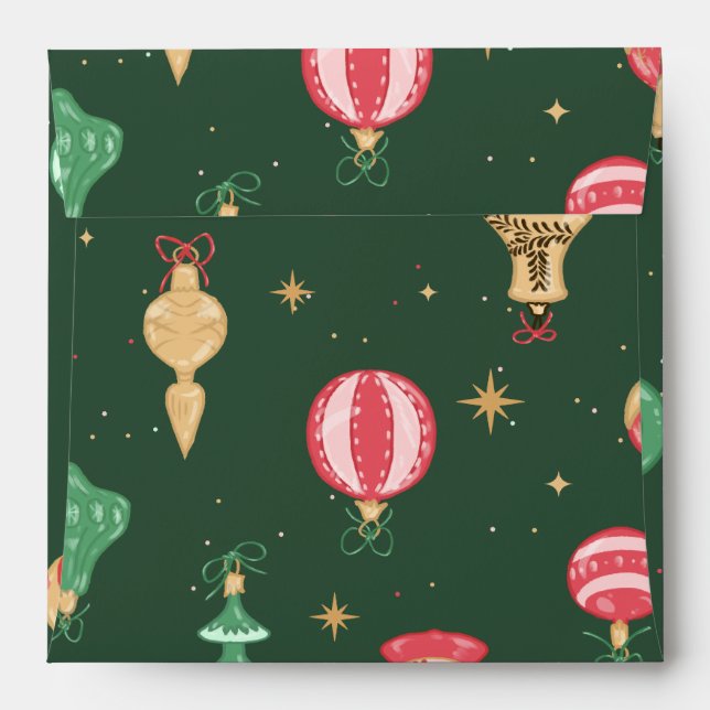 Vintage Style Christmas Ornament Pattern - Green Envelope (Back (Top Flap))