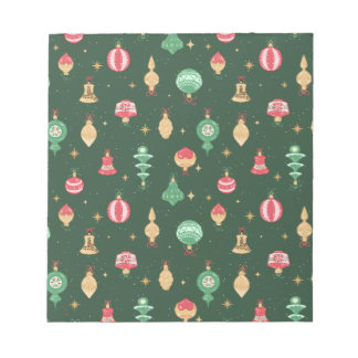 Vintage Style Christmas Ornament Pattern - Green Notepad