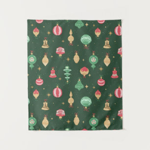 Vintage Style Christmas Ornament Pattern - Green Tapestry