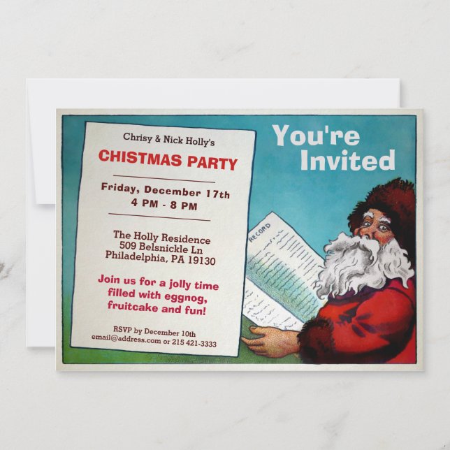 Vintage Style Christmas Party Invitation (Front)