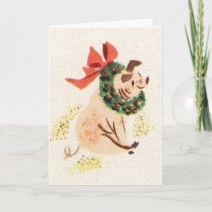 Vintage style Christmas pig greeting cards