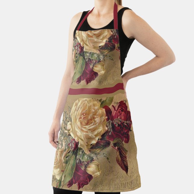 Vintage Style Christmas Roses / Floral Apron (Insitu)