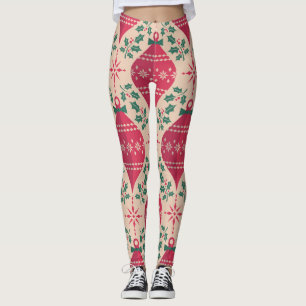 Vintage Style Christmas Seamless Pattern Leggings