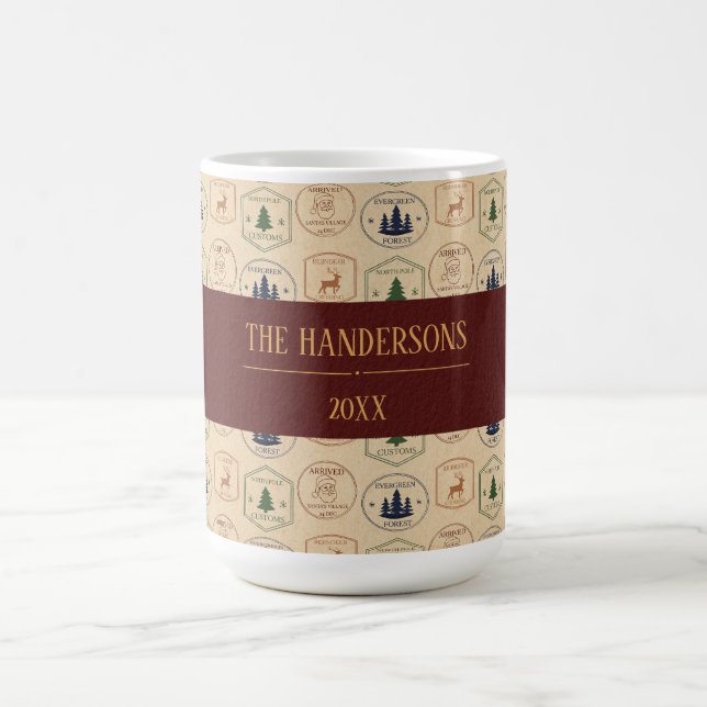 Vintage Style Christmas Stamp Coffee Mug (Center)