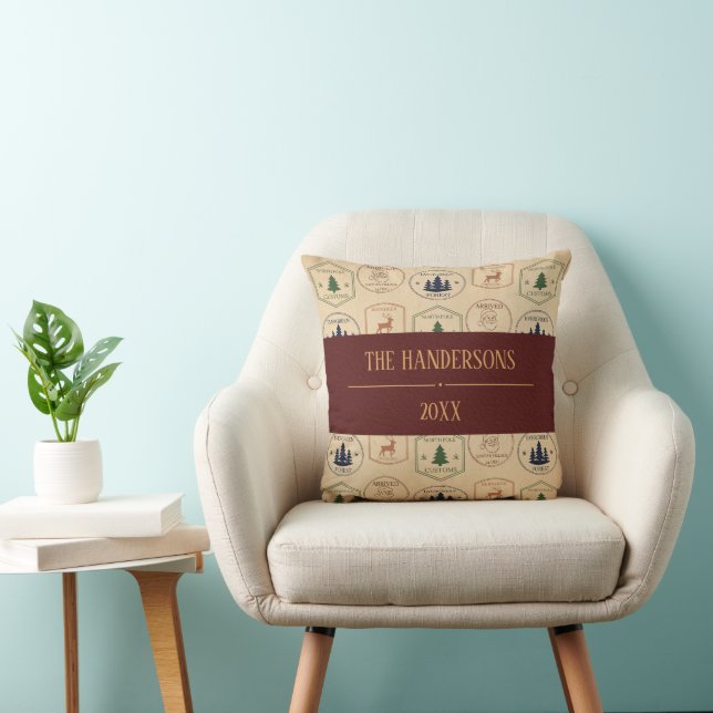Vintage Style Christmas Stamp Cushion (Chair)