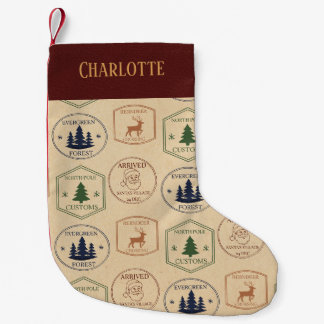 Vintage Style Christmas Stamp Small Christmas Stocking