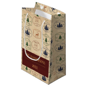 Vintage Style Christmas Stamp Small Gift Bag