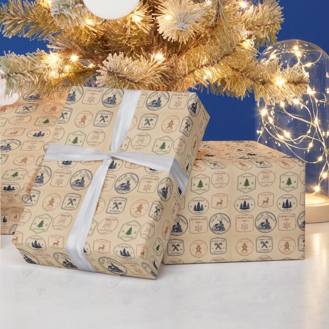 Vintage Style Christmas Stamp Wrapping Paper (Holidays)