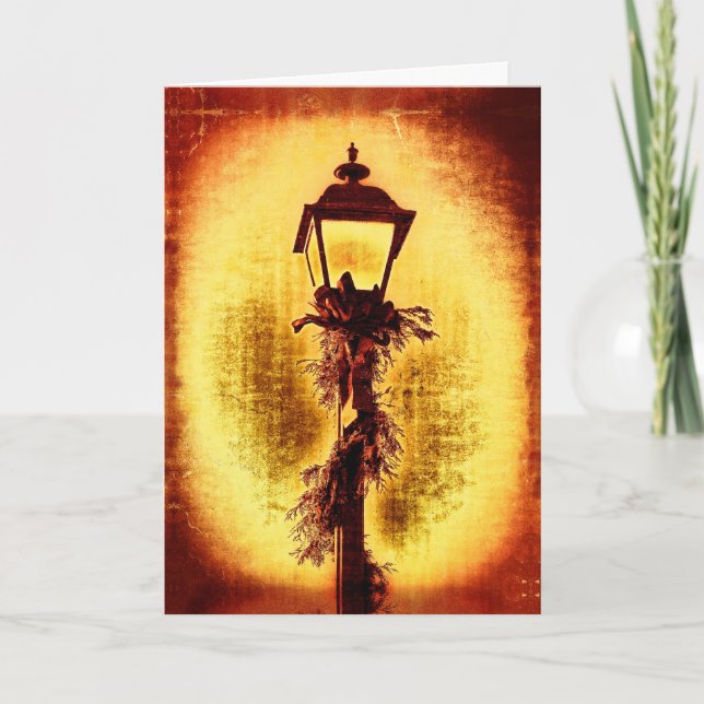 Vintage Style Christmas Street Lamp Holiday Card (Front)