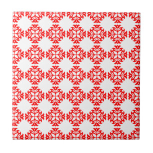 Vintage Style Classic Damask Pattern Print : Red Tile