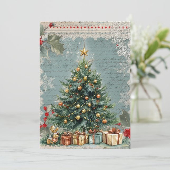Vintage Style Classic Traditional Christmas Card (Standing Front)