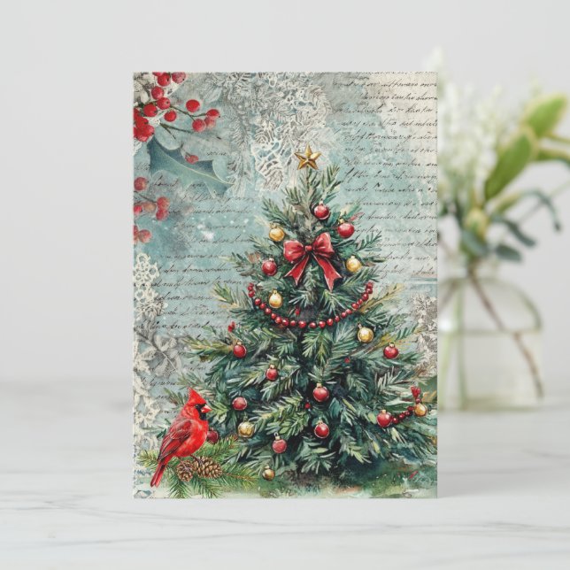 Vintage Style Classic Traditional Christmas Card (Standing Front)