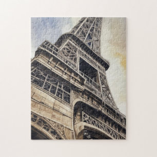 Vintage Style Close-up Eiffel Tower Paris Travel Jigsaw Puzzle