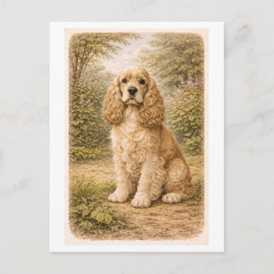 Vintage-Style Cocker Spaniel Postcard
