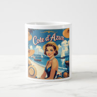 Vintage Style Cote D'Azur Beach Girl