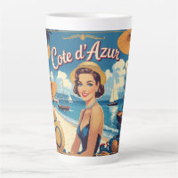 Vintage Style Cote D'Azur Beach Girl