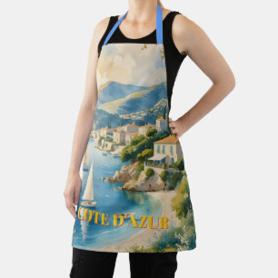 Vintage Style Cote D'Azur French Travel Apron