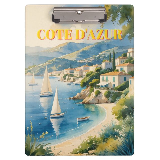 Vintage Style Cote D'Azur French Travel  Clipboard (Front)