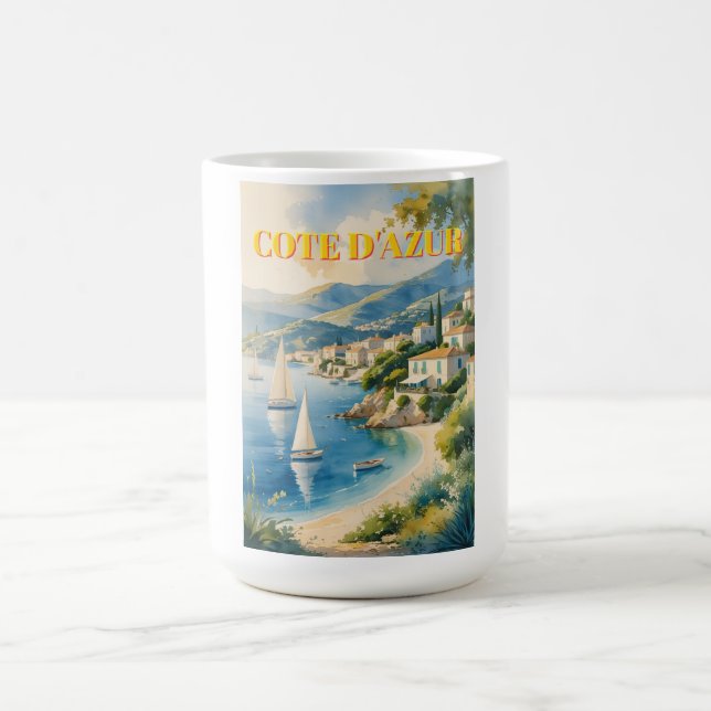 Vintage Style Cote D'Azur French Travel  Coffee Mug (Center)
