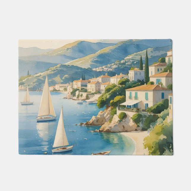 Vintage Style Cote D'Azur French Travel  Doormat (Front)