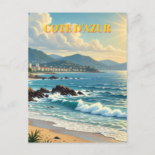 Vintage Style Cote D'Azur French Travel  Holiday Postcard