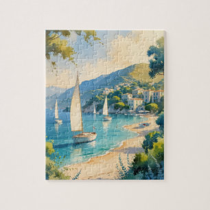 Vintage Style Cote D'Azur French Travel Jigsaw Puzzle