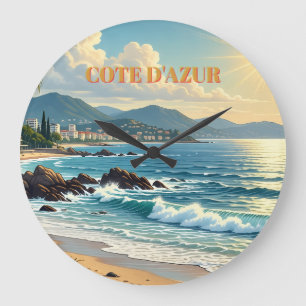 Vintage Style Cote D'Azur French Travel  Large Clock