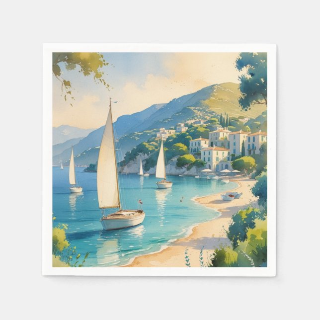Vintage Style Cote D'Azur French Travel  Napkin (Front)