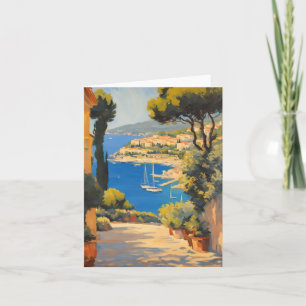 Vintage Style Cote D'Azur French Travel Painting Card