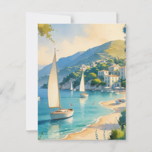 Vintage Style Cote D'Azur French Travel Postcard
