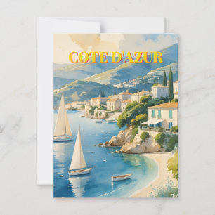 Vintage Style Cote D'Azur French Travel Postcard
