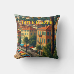 Vintage Style Cote D'Azur French Travel  T-Shirt Cushion