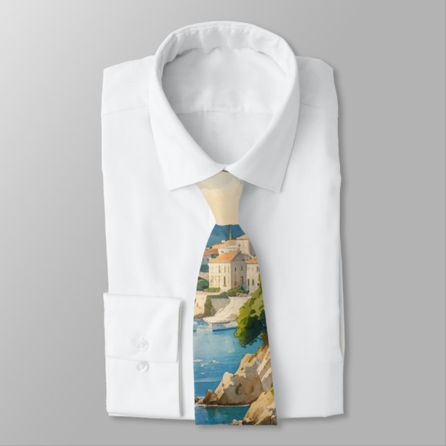 Vintage Style Cote D'Azur French Travel  Tie (Tied)