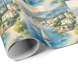 Vintage Style Cote D'Azur French Travel  Wrapping Paper