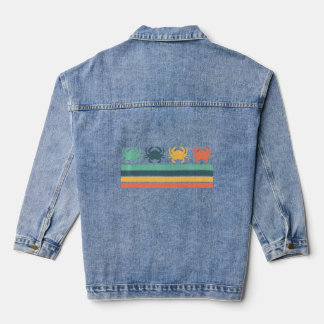 Vintage Style Crabs Addict Crabbing Blue Crab  Denim Jacket