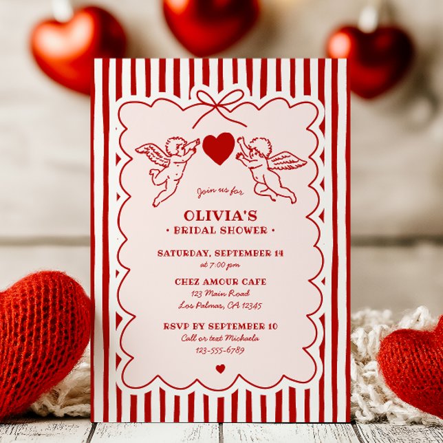 Vintage Style Cupid Doodles Bridal Shower Invitation (Creator Uploaded)