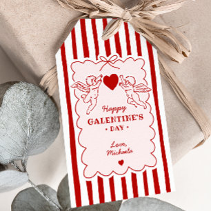 Vintage Style Cupid Doodles Happy Galentine's Day Gift Tags