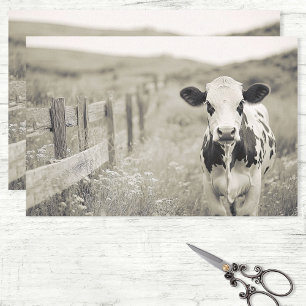 Vintage Style Dairy Cow in a Field Decoupage Tissue Paper