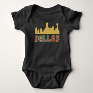 Vintage Style Dallas Texas Skyline Baby Bodysuit