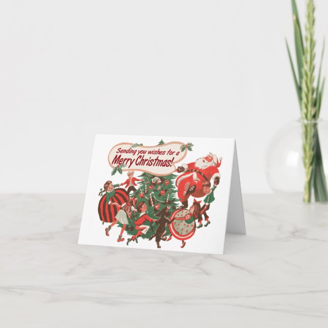 Vintage-Style "Dancing around the Tree" Card (Front)