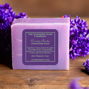 Vintage style dark purple green soap cosmetic square sticker
