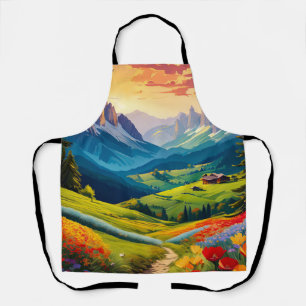 Vintage-Style Dolomites Italy Art Apron