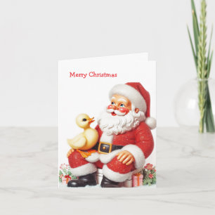 Vintage Style Duckling Santa Card