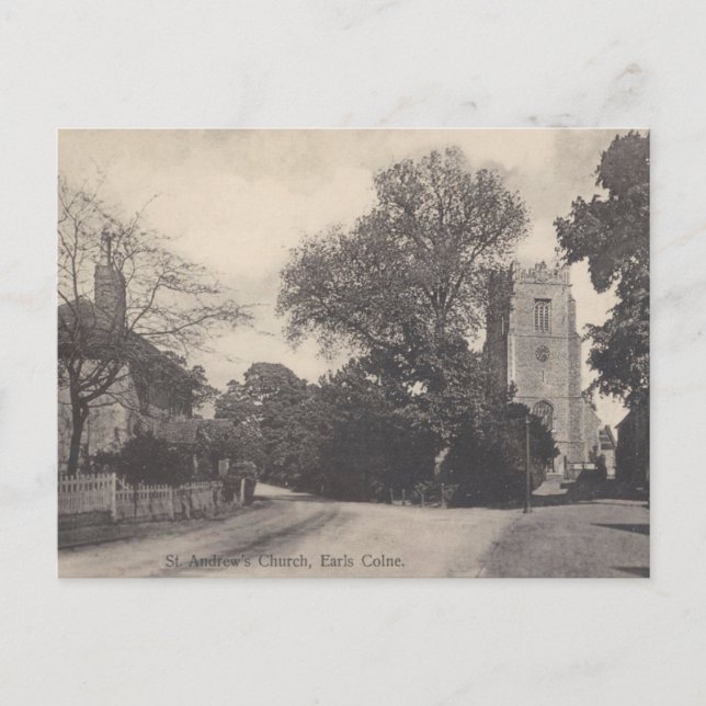 Vintage Style Earls Colne Church View Postcard (Front)