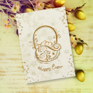 Vintage Style Easter Basket Greeting Card