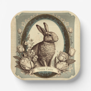 Vintage Style Easter Spring Bunny Napkins Paper Plate