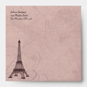 Vintage Style Eiffel Tower Paris Square Envelopes